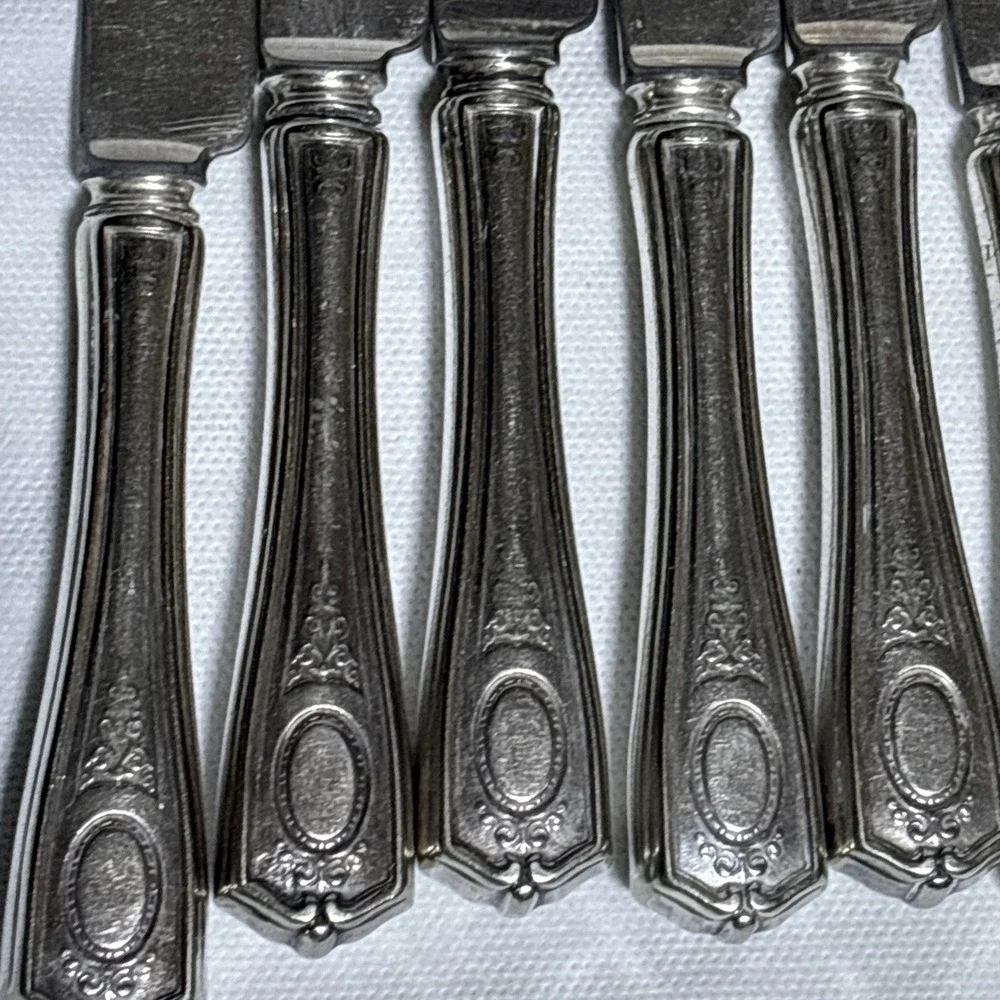 6 Louis XVI Atq Oneida Community Plate Silver Plated Dinner Knifes No Monogram